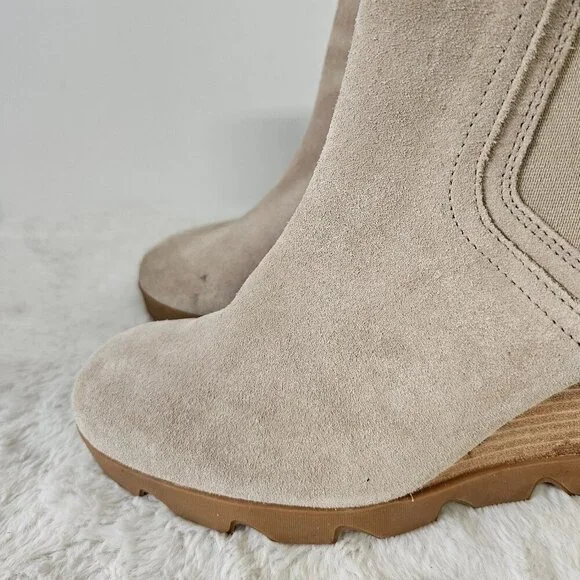 Sorel Joan Uptown Light Tan Chelsea Wedge Boots Suede Bootie 10 - Picture 4 of 12